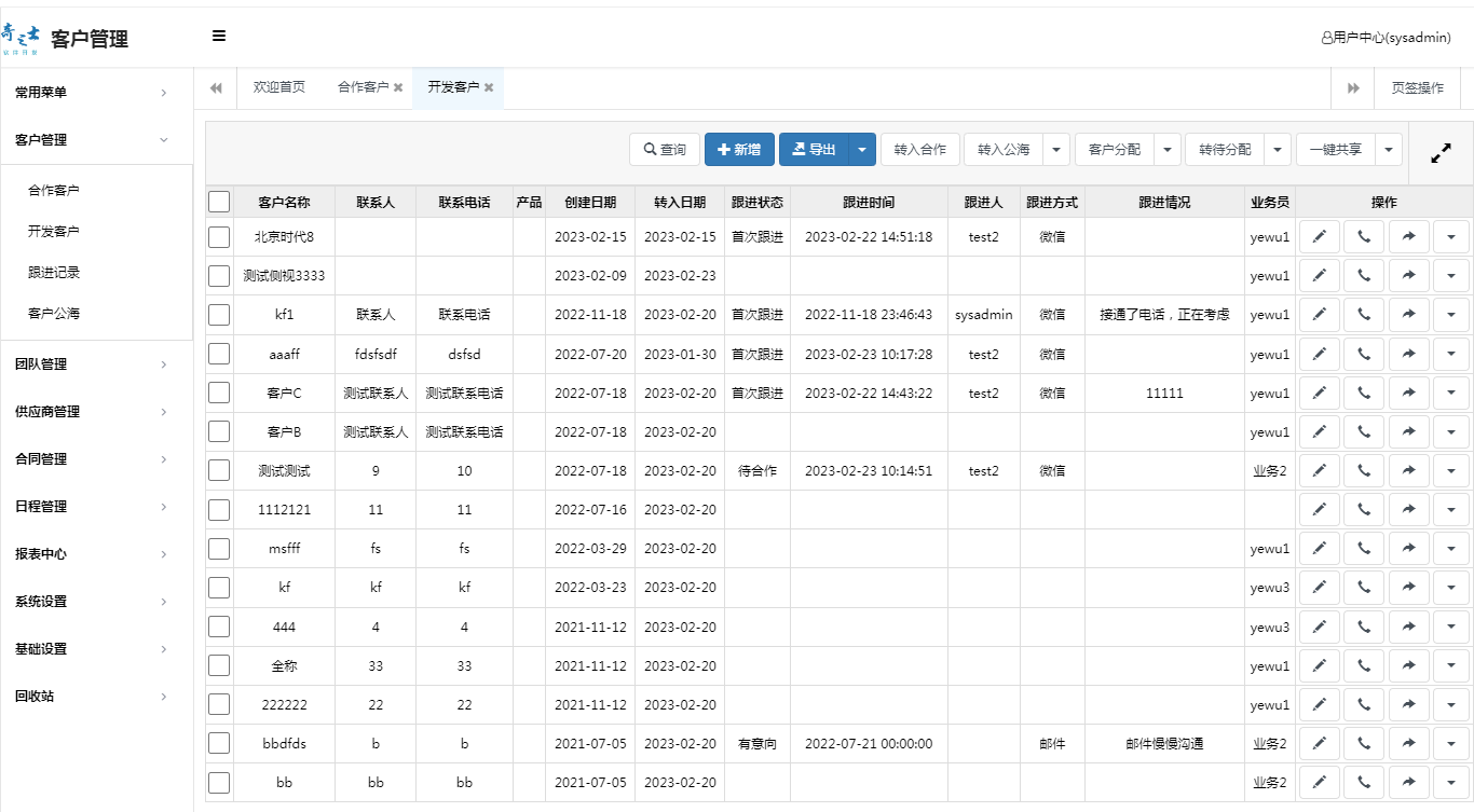 奇之士CRM客户系统